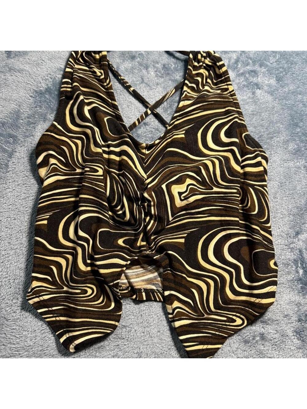 Self Esteem Women's Brown and Multi Crop-top